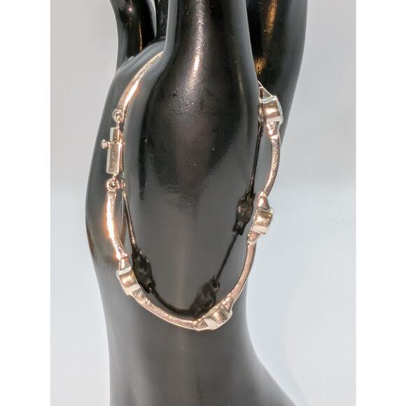 VTG 925 Sterling Bezel Set CZ Bar Link Tennis 7" Slide In W/ Safety Bracelet - Picture 8 of 9